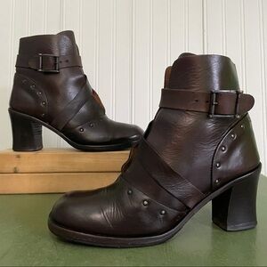 Vintage Italian Made Leather Wrapped Strap Boots